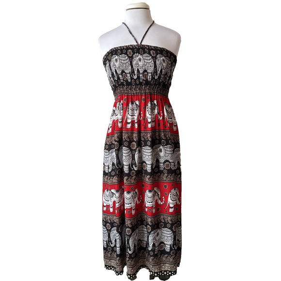 Unbranded Dresses & Skirts - Strapless Elephant Print Maxi Dress in Red and Black